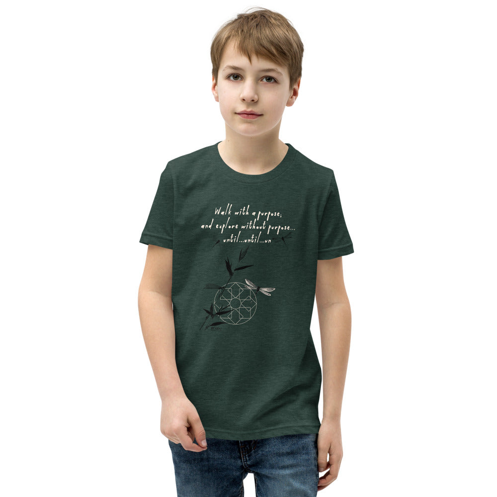 Walk With A Purpose Haiku With Dragonfly on Youth Premium T-Shirt