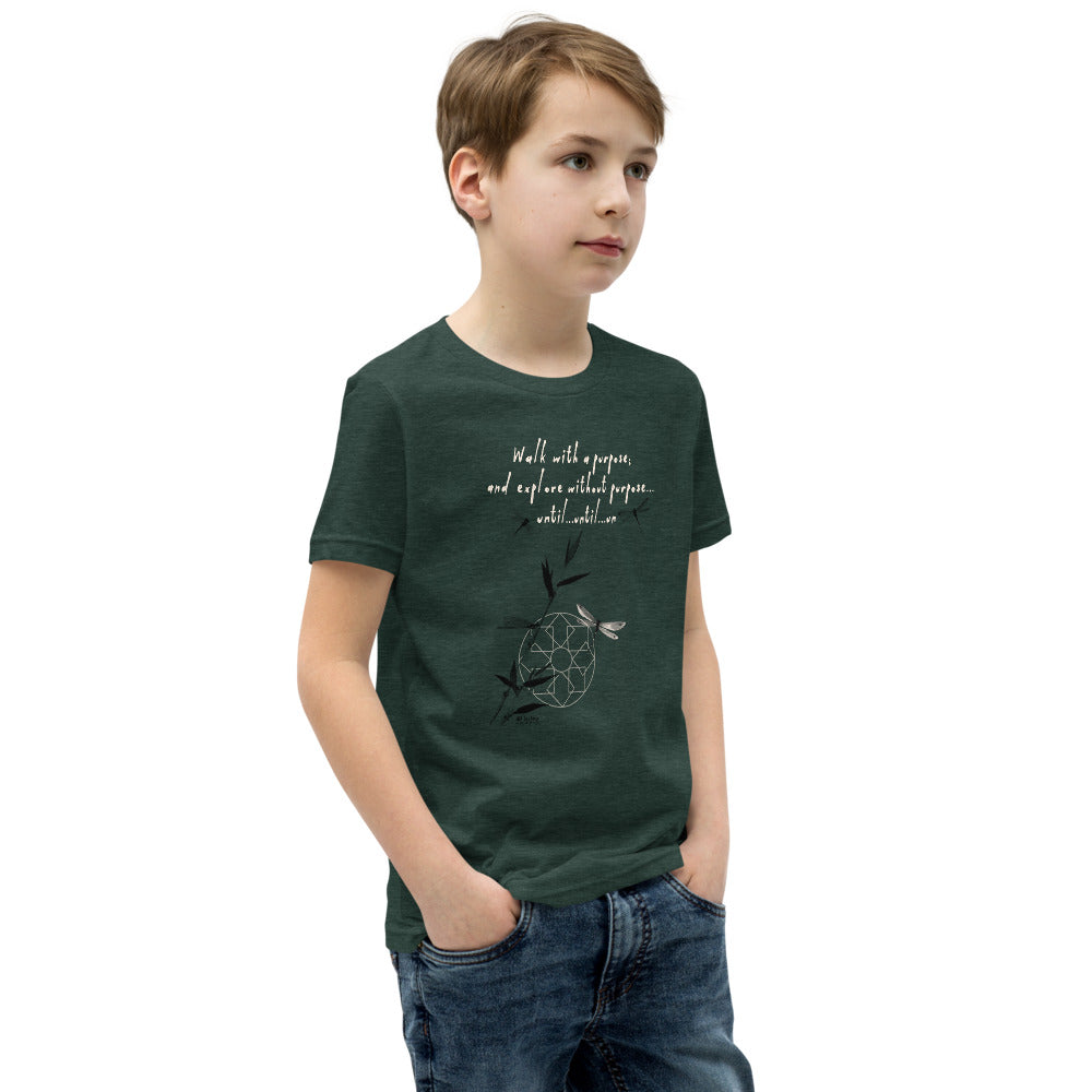 Walk With A Purpose Haiku With Dragonfly on Youth Premium T-Shirt