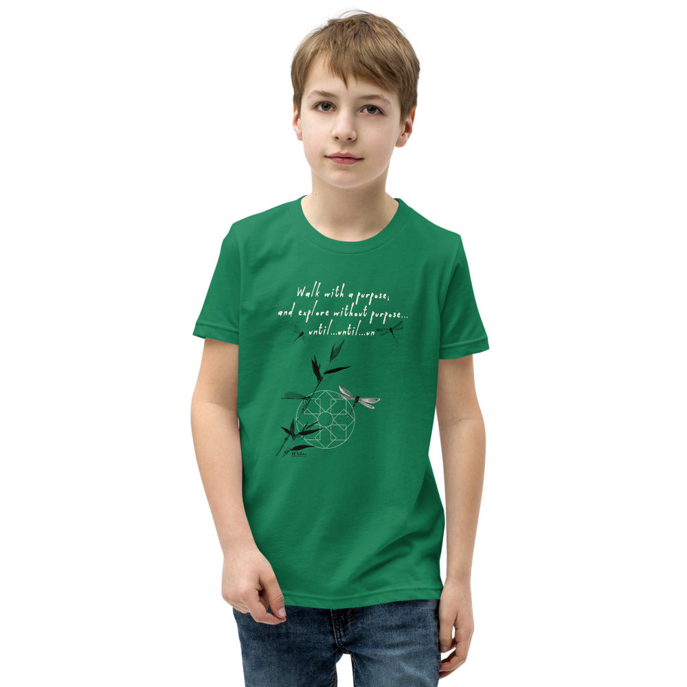 Walk With A Purpose Haiku With Dragonfly on Youth Premium T-Shirt