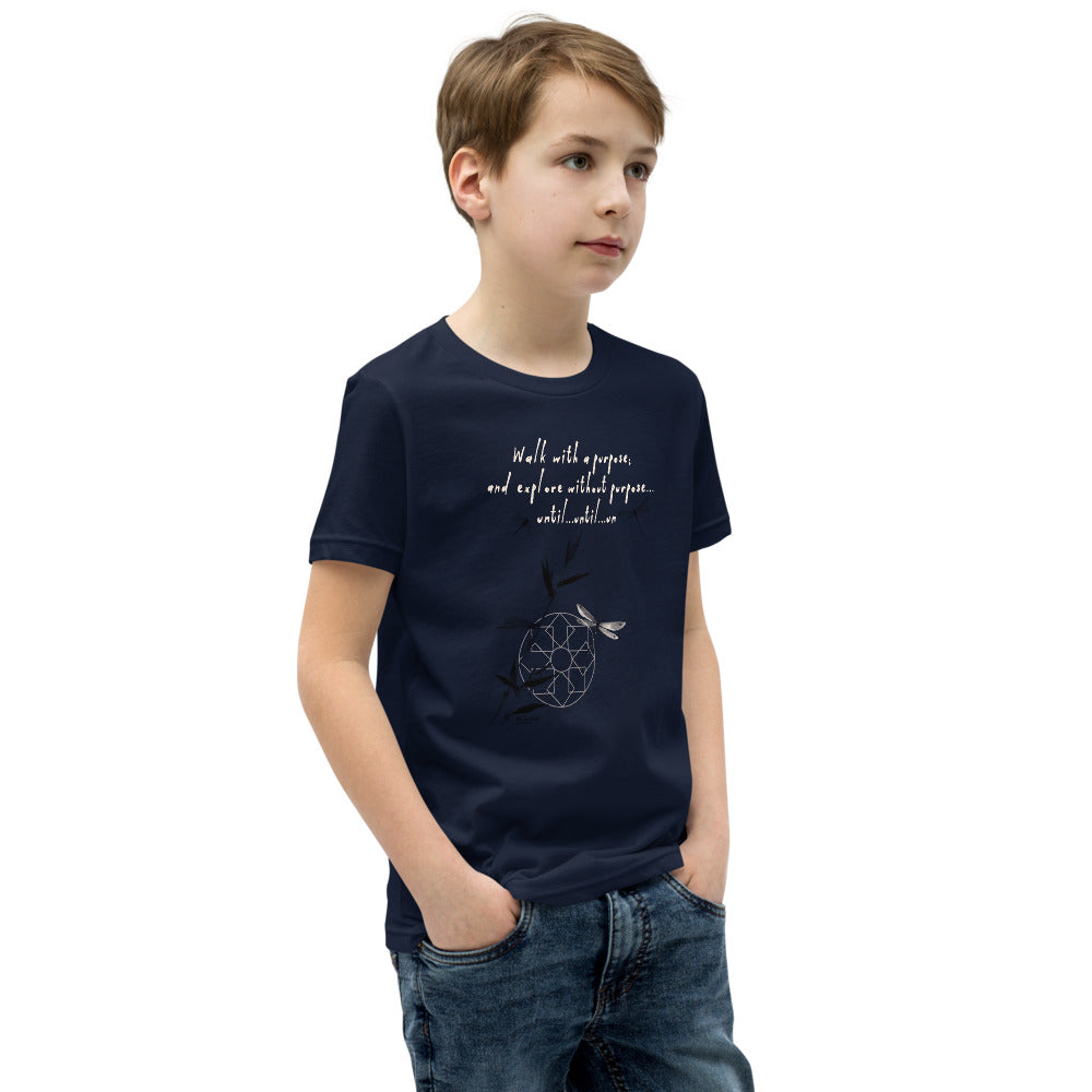 Walk With A Purpose Haiku With Dragonfly on Youth Premium T-Shirt