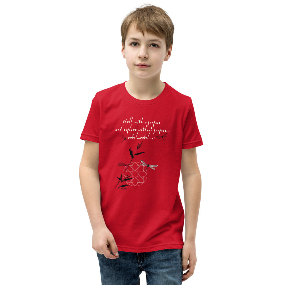 Walk With A Purpose Haiku With Dragonfly on Youth Premium T-Shirt