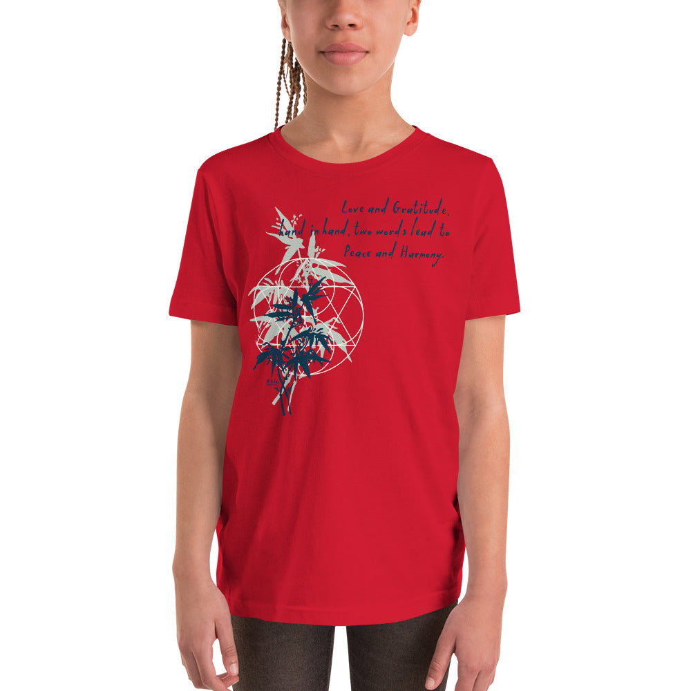 Love Gratitude Peace Harmony Haiku With Bamboo on Youth Premium T-Shirt