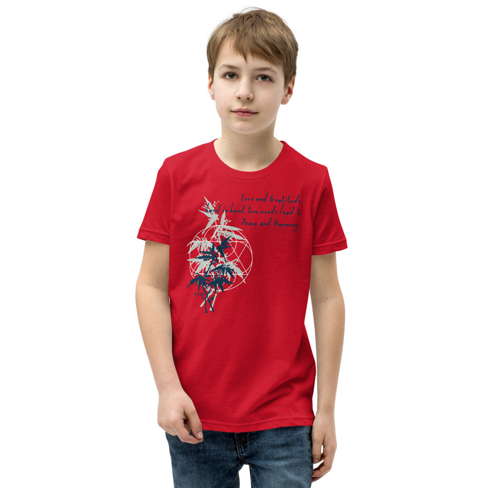 Love Gratitude Peace Harmony Haiku With Bamboo on Youth Premium T-Shirt