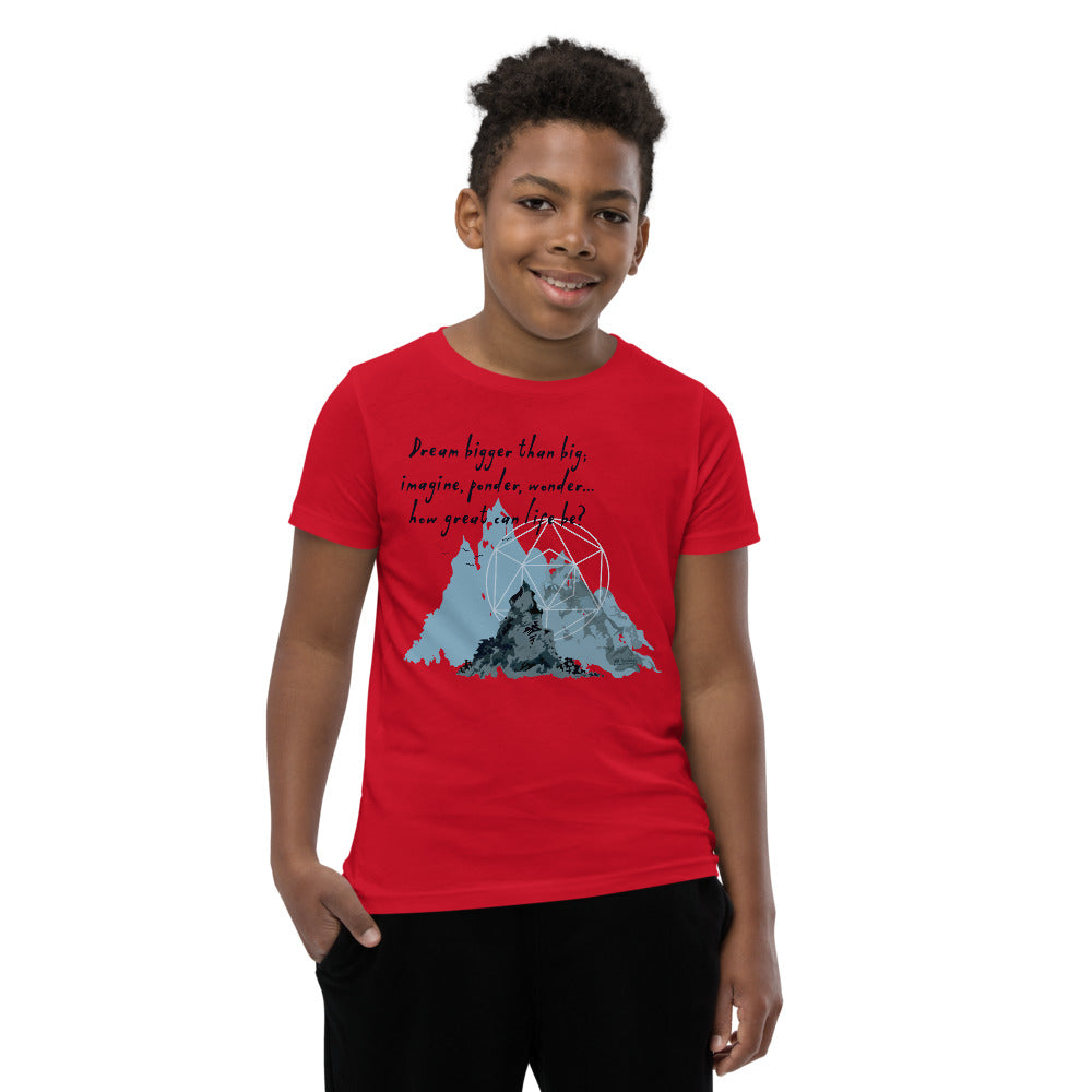 Dream Bigger Haiku With Mountains on Youth Premium T-Shirt