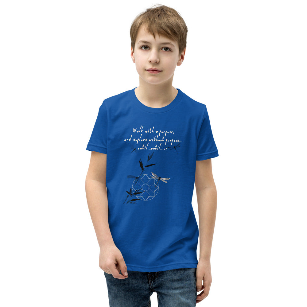 Walk With A Purpose Haiku With Dragonfly on Youth Premium T-Shirt