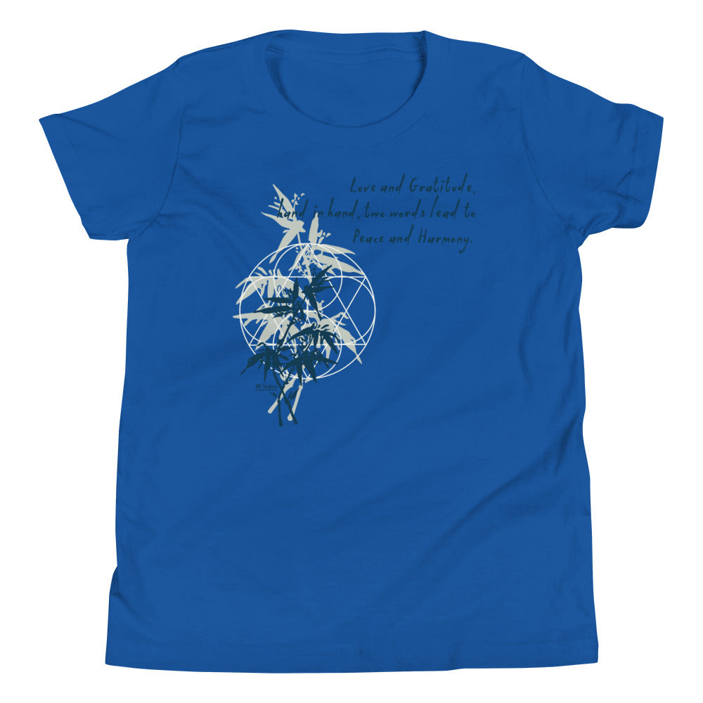 Love Gratitude Peace Harmony Haiku With Bamboo on Youth Premium T-Shirt