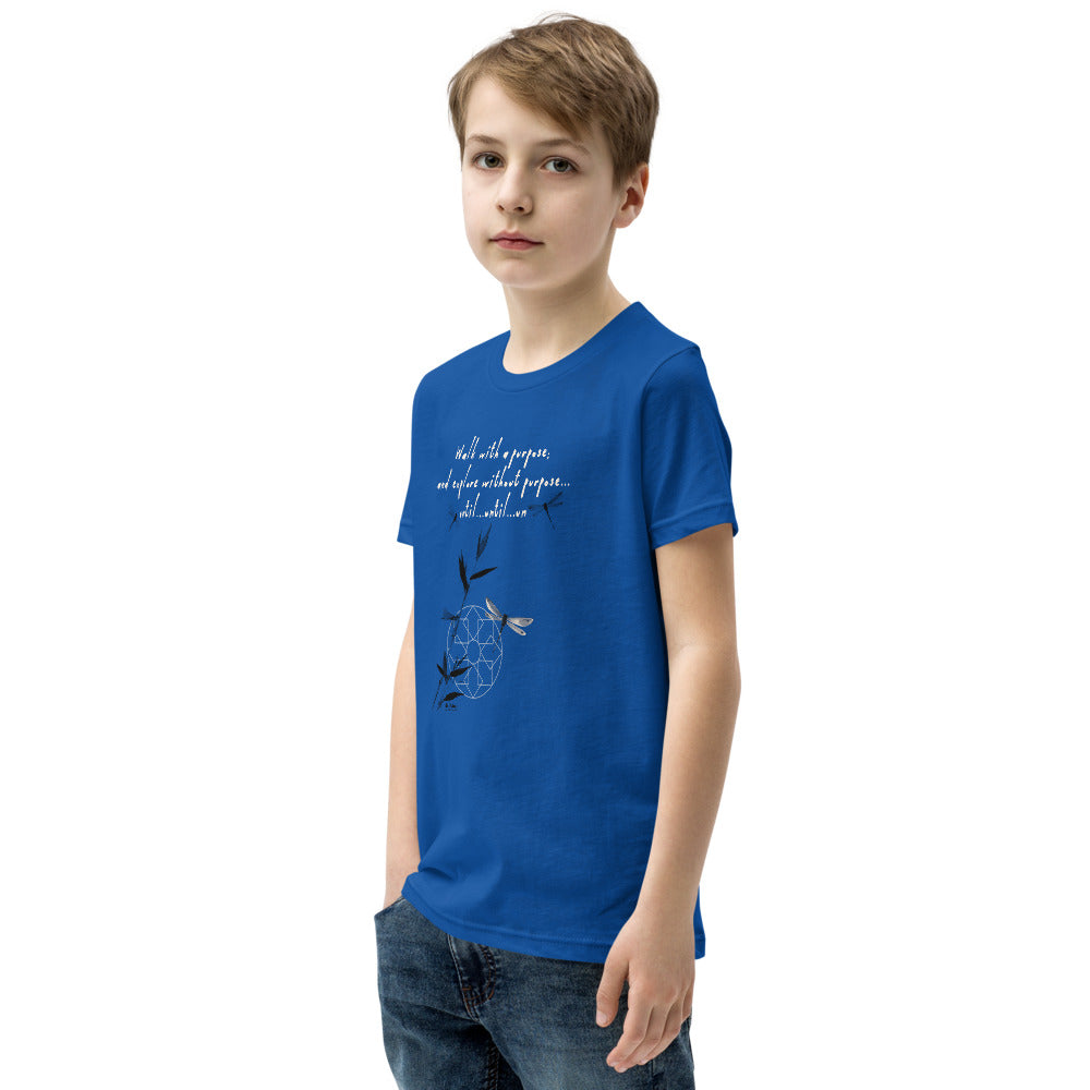 Walk With A Purpose Haiku With Dragonfly on Youth Premium T-Shirt