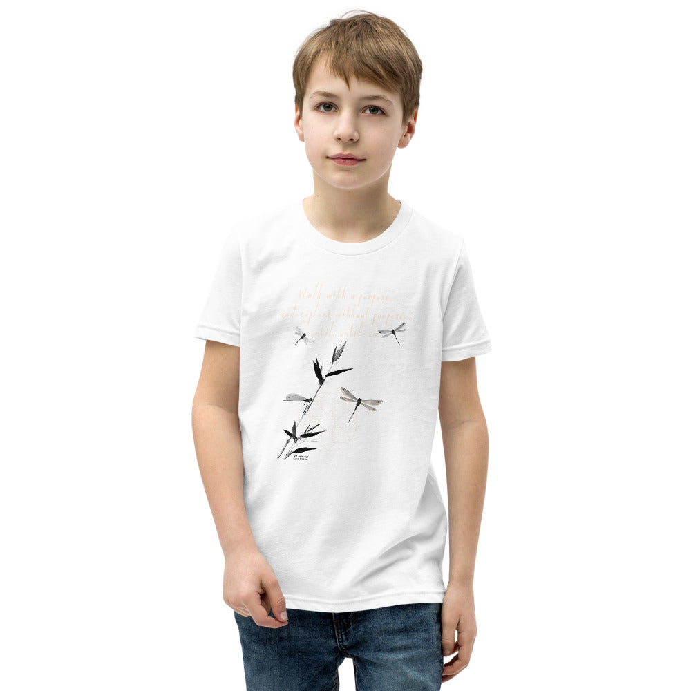 Walk With A Purpose Haiku With Dragonfly on Youth Premium T-Shirt