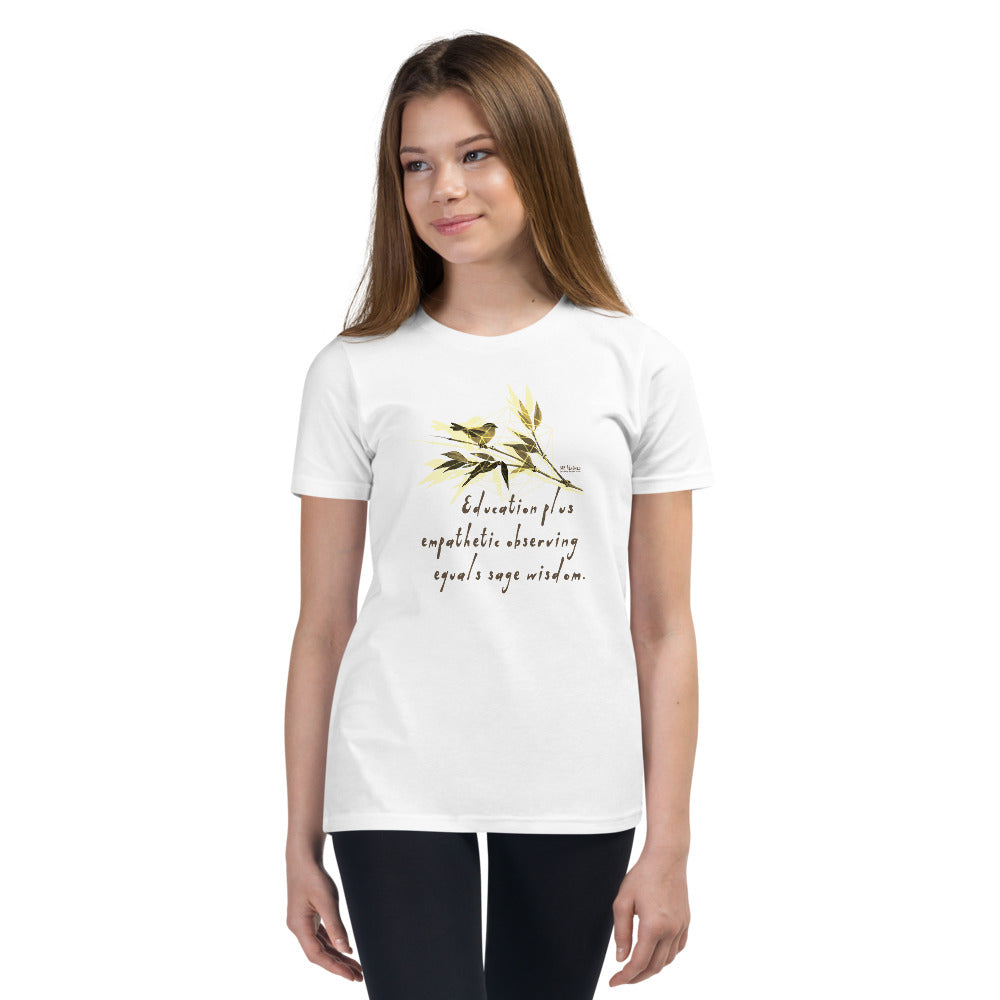 Sage Wisdom Haiku With Sparrow on Youth Premium T-Shirt