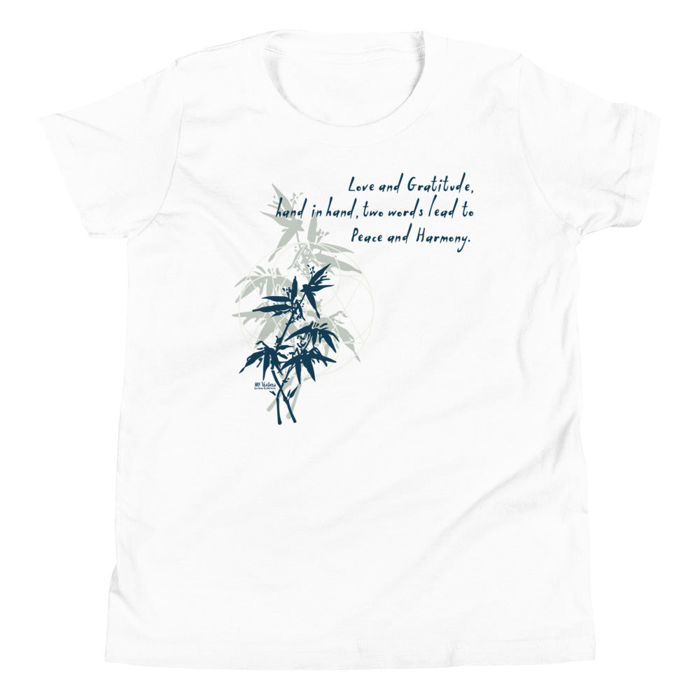 Love Gratitude Peace Harmony Haiku With Bamboo on Youth Premium T-Shirt