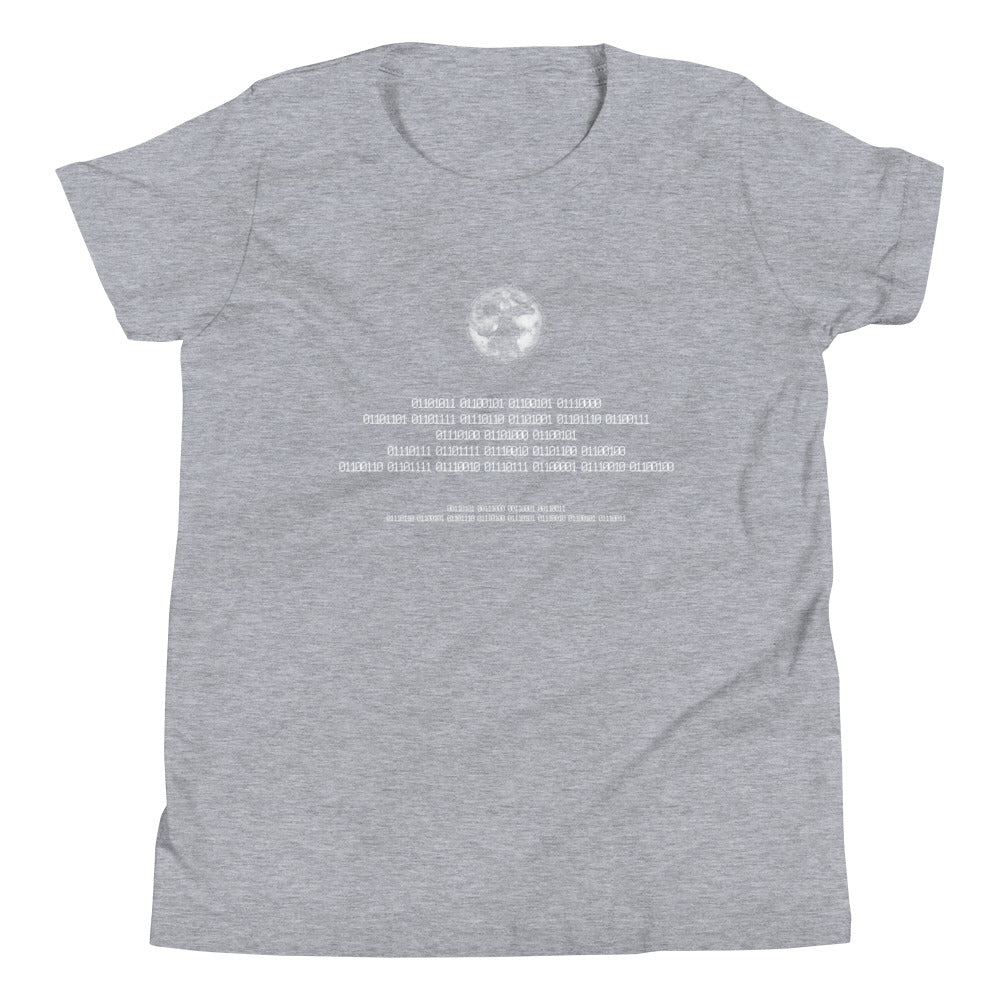 Binary Instructions To Keep Moving The World Forward With Vitruvian Earth In White on Youth Premium T-Shirt