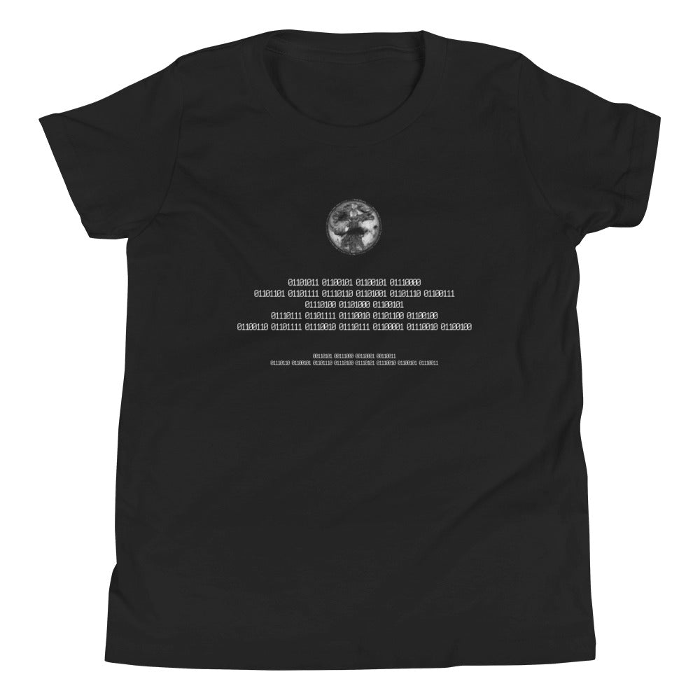 Binary Instructions To Keep Moving The World Forward With Vitruvian Earth In White on Youth Premium T-Shirt