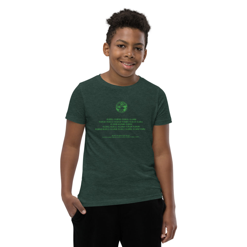 Binary Instructions To Keep Moving The World Forward With Vitruvian Earth In Green on Youth Premium T-Shirt