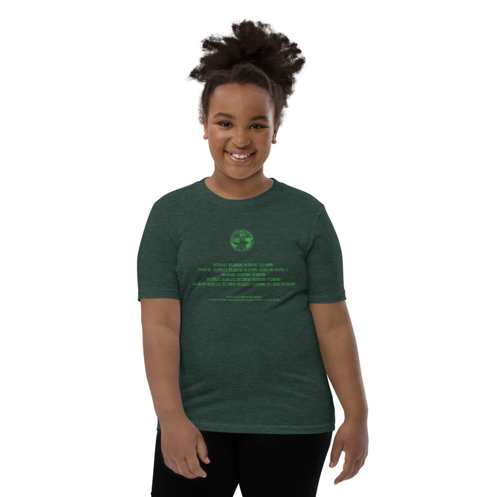 Binary Instructions To Keep Moving The World Forward With Vitruvian Earth In Green on Youth Premium T-Shirt