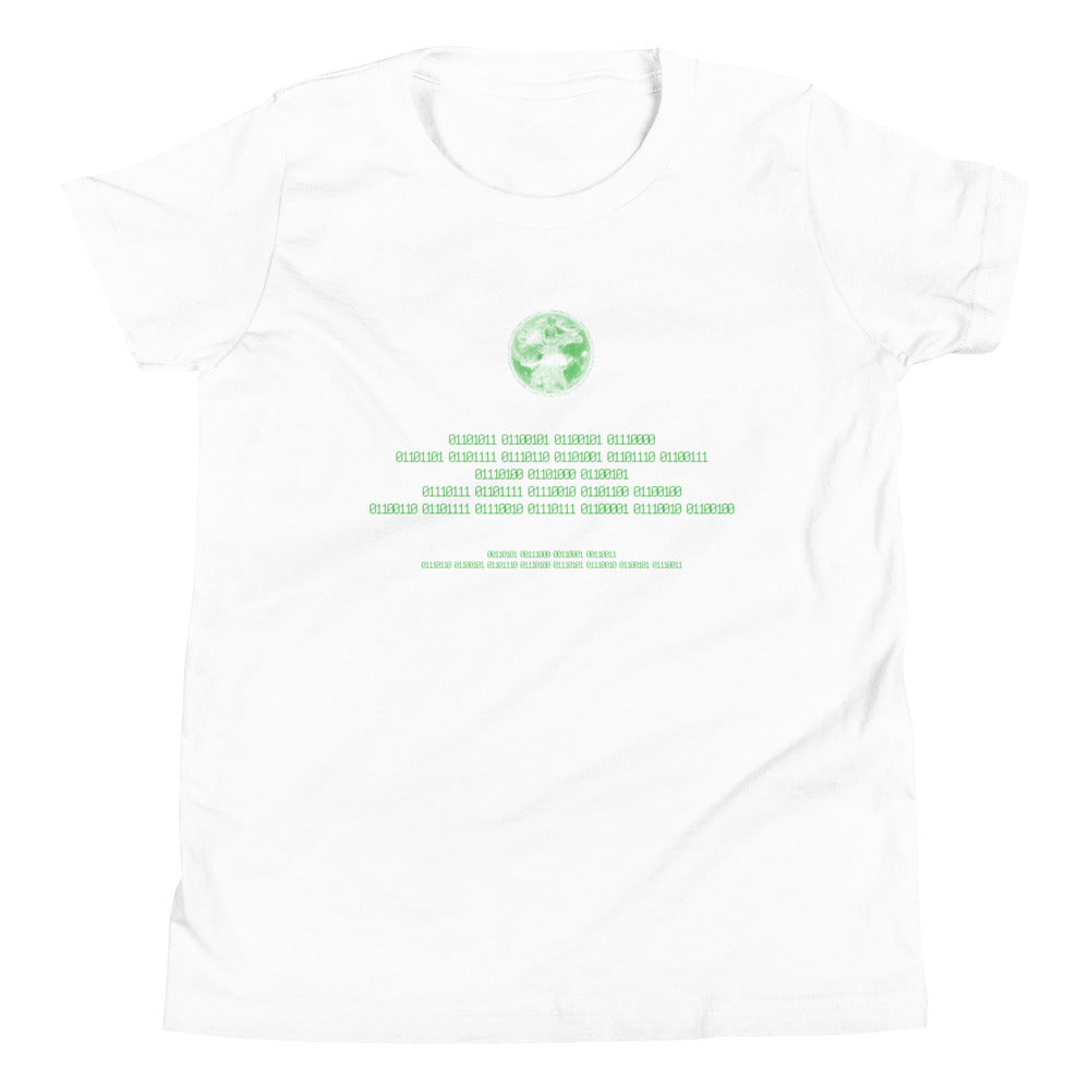 Binary Instructions To Keep Moving The World Forward With Vitruvian Earth In Green on Youth Premium T-Shirt